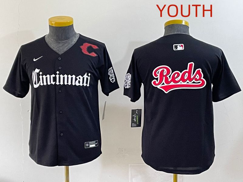 Youth 2025 Cincinnati Reds Blank Black Five generations Joint Name Nike MLB Jersey style 8->youth mlb jersey->Youth Jersey